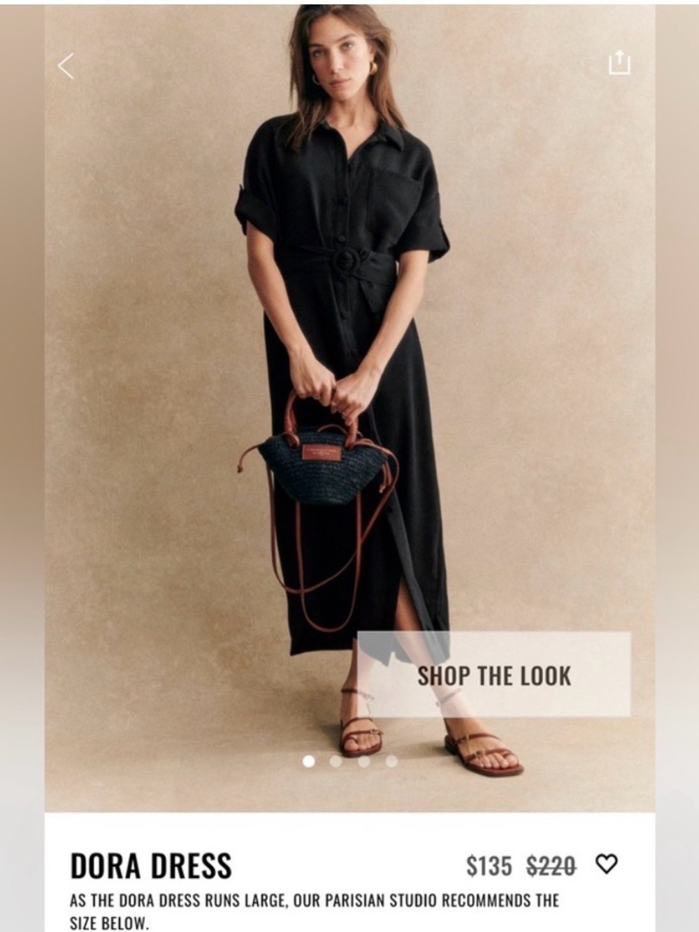 Sezane Dora Maxi Shirt Dress in Black